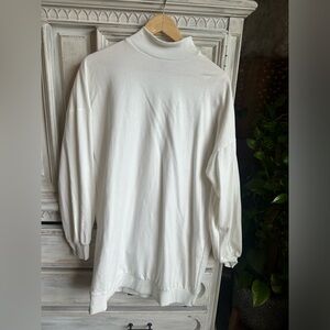 White turtleneck midi dress
